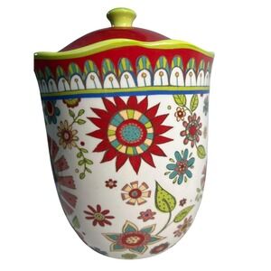Certified International Canister Jar and Lid by Jackie‎ Decker Ceramic Floral 9"